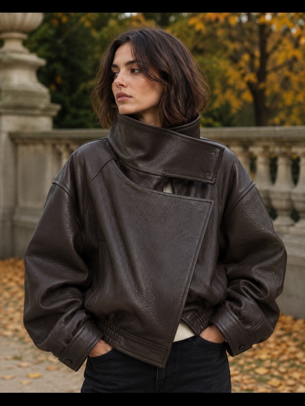 Bailey Women's Dark Brown Vegan Leather Bomber Jacket - BNWT